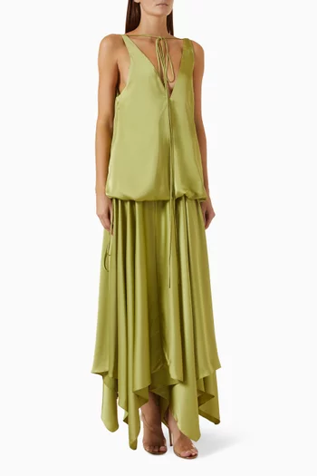 Kimberly V-back Dress in Satin