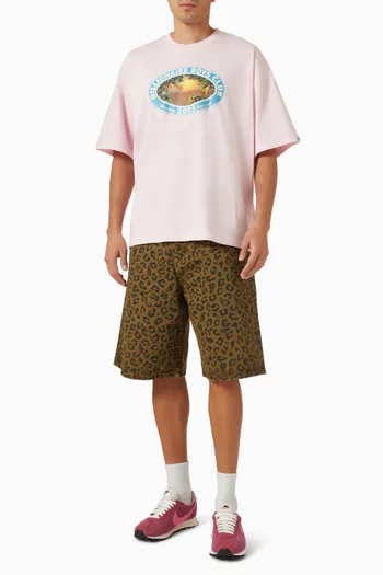 Leopard-print Bermuda Shorts in Denim