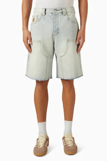 Distressed Astro Carpenter Shorts in Denim