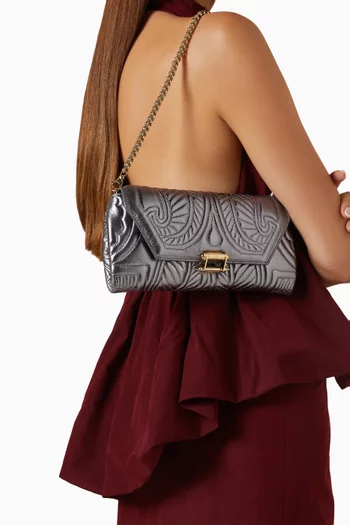 Mini Lotus Clutch in Laminated Nappa