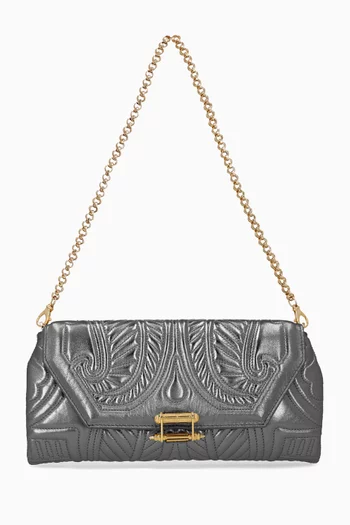 Mini Lotus Clutch in Laminated Nappa