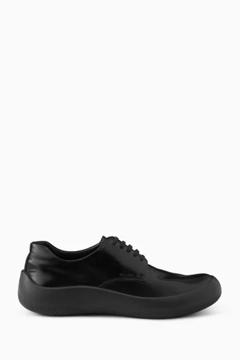 Brushed Laced Sneakers in Leather