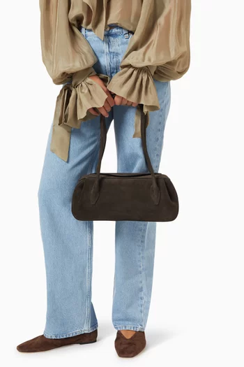 Oyster Shoulder Bag in Suede Leather