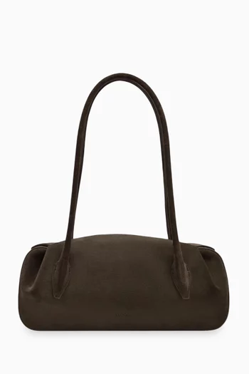 Oyster Shoulder Bag in Suede Leather