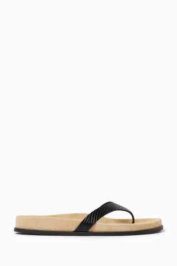 Swift Contoured Flip Flops in Lizard-embossed Leather