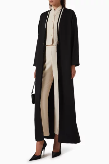 Contrast-trim Abaya in Viscose