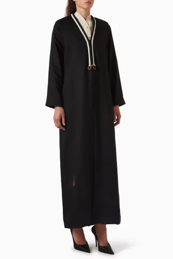 Contrast-trim Abaya in Viscose