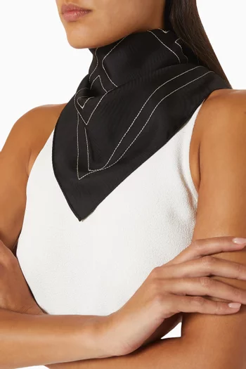 Embroidered Monogram Scarf in Organic-silk