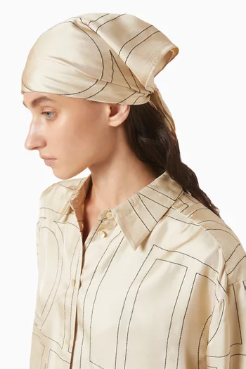 Embroidered Monogram Scarf in Organic-silk