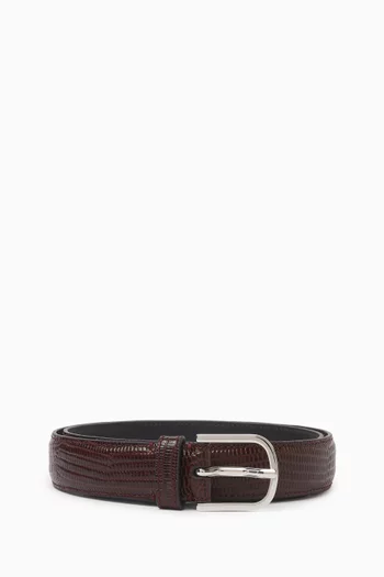 Lizard-Embossed Belt in Cow Leather