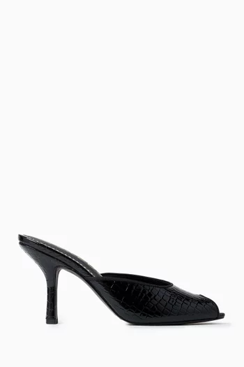 Glenda 85 Mule Sandals in Croc-embossed Leather