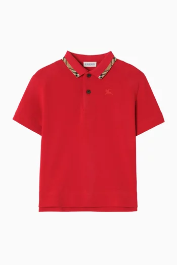 Check Collar Polo Shirt in Cotton