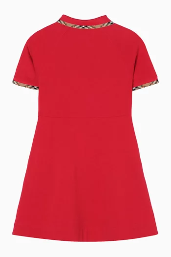 Check Trim Polo Shirt Dress in Cotton
