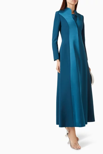 Panelled Blazer Abaya in Silk & Crepe