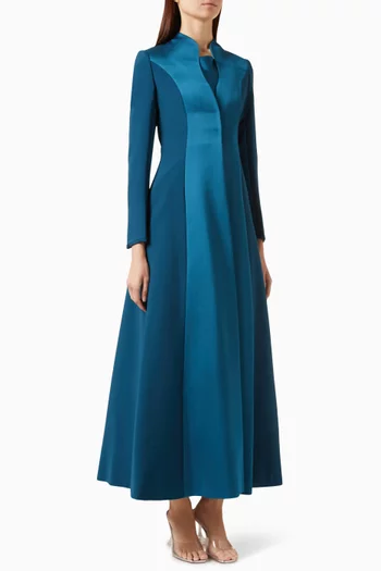 Panelled Blazer Abaya in Silk & Crepe