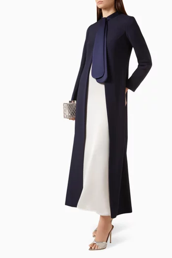 Panelled Blazer Abaya in Silk & Crepe
