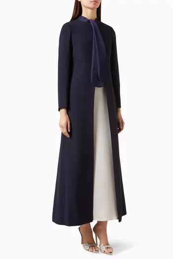 Panelled Blazer Abaya in Silk & Crepe