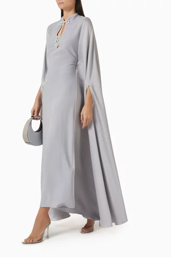 Pearl-Ribbon Belted Kaftan