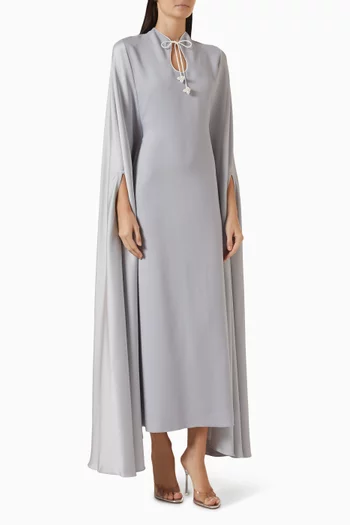 Pearl-Ribbon Belted Kaftan