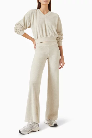 Crop V-neck Sweatshirt in Terry Cloth