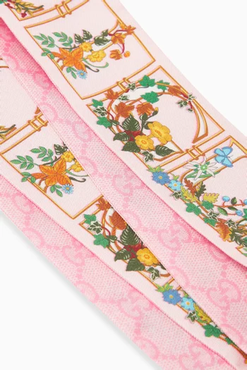 Floral-print Ribbon in Silk Twill