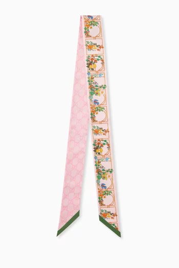 Floral-print Ribbon in Silk Twill