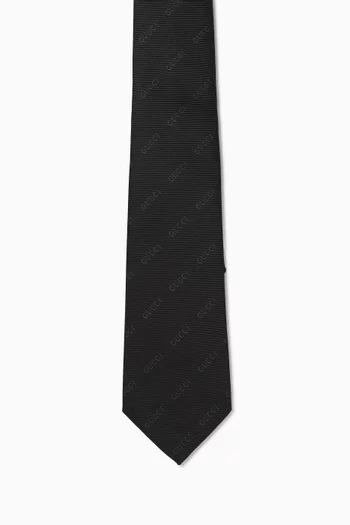 Logo Jacquard Tie in Silk