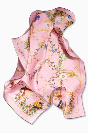 Printed GG Carré Scarf in Silk Twill