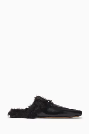 Horsebit Slippers in Wool & Leather