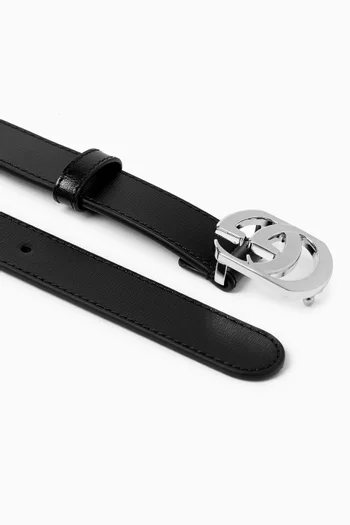 Thin Double G Belt in Leather