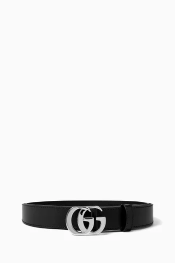 Thin Double G Belt in Leather