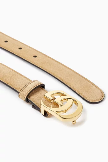Thin Double G Belt in Suede