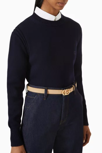 Thin Double G Belt in Suede