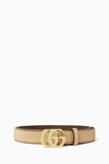 Thin Double G Belt in Suede