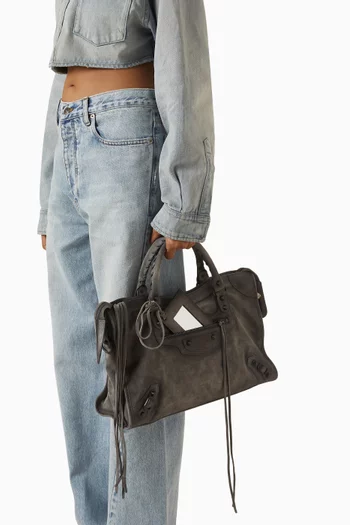 Medium Le City Bag in Suede Calfskin