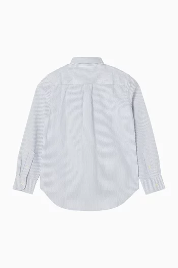 Striped Logo Button-down Shirt in Cotton