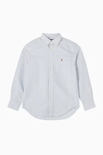 Striped Logo Button-down Shirt in Cotton