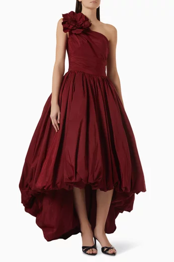 One-shoulder Flower Gown