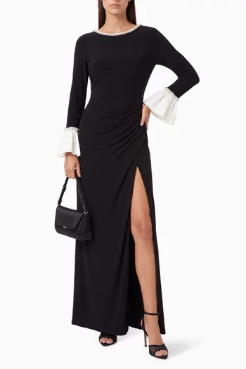 Pearl Trim Gown in Jersey