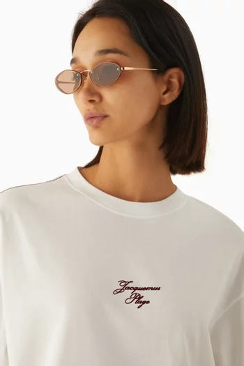 Bellini Oval Sunglasses in Stainless Steel