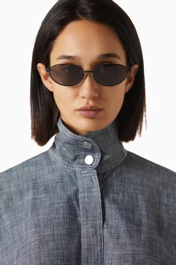 Alba Oval Sunglasses in Stainless Steel