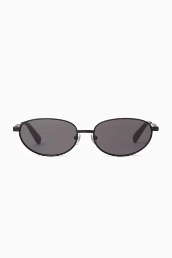 Alba Oval Sunglasses in Stainless Steel