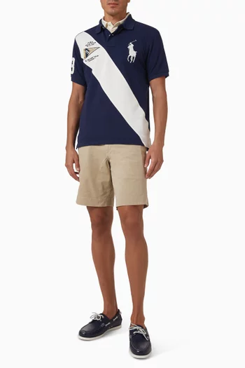 Striped Logo Polo T-shirt in Cotton-knit