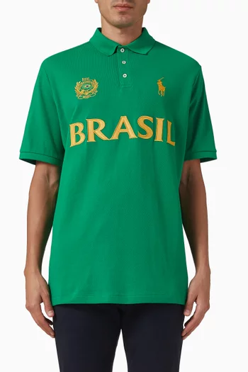 تي شيرت بولو بشعار BRASIL منسوج