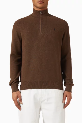 Logo Half-zip Sweater in Cotton-knit