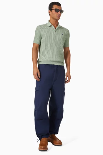 Cable-knit Polo Sweater