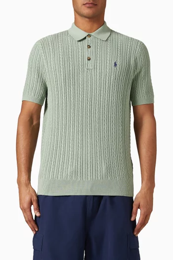 Cable-knit Polo Sweater
