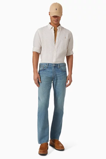 Logo Striped Shirt in Linen