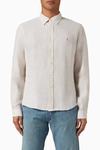 Logo Striped Shirt in Linen