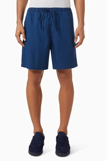 Chambray Drawstring Shorts in Cotton